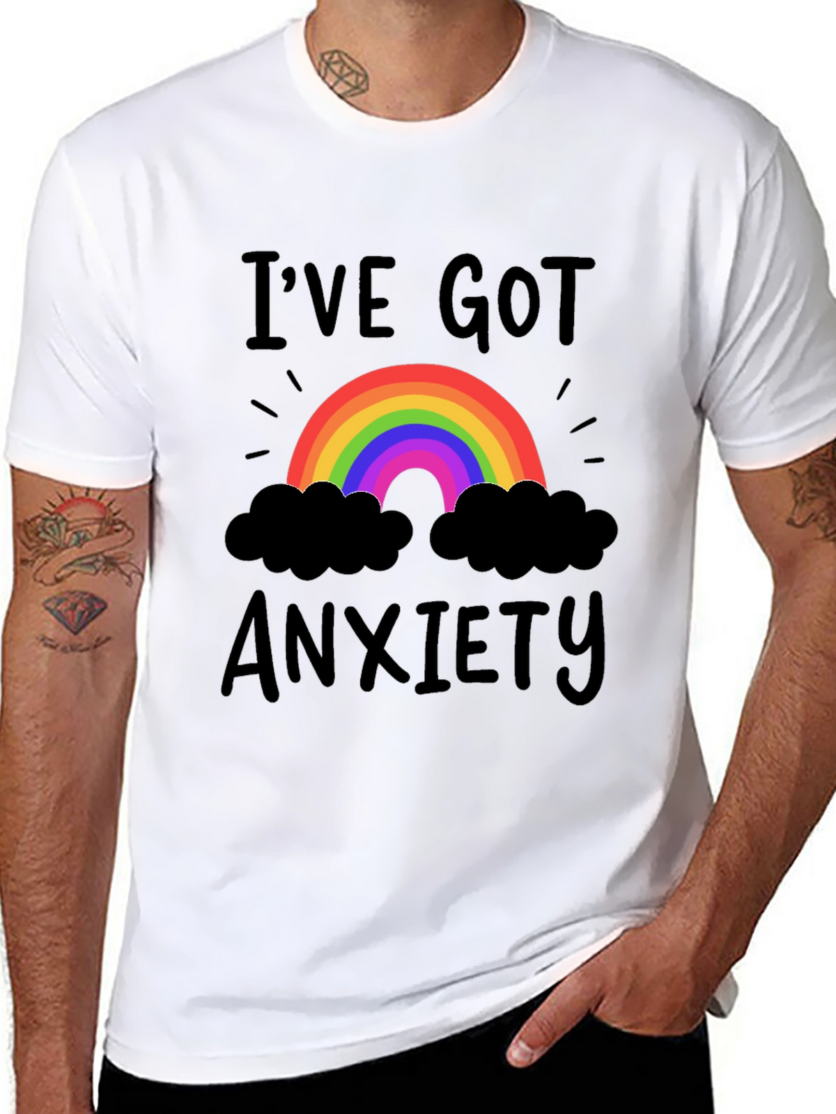 Ive Got Anxiety T-Shirt Rainbow Black