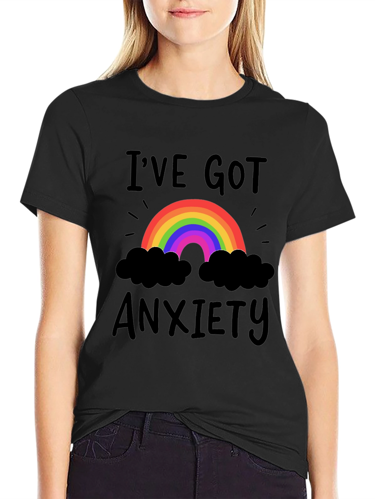 Ive Got Anxiety T-Shirt Rainbow Black