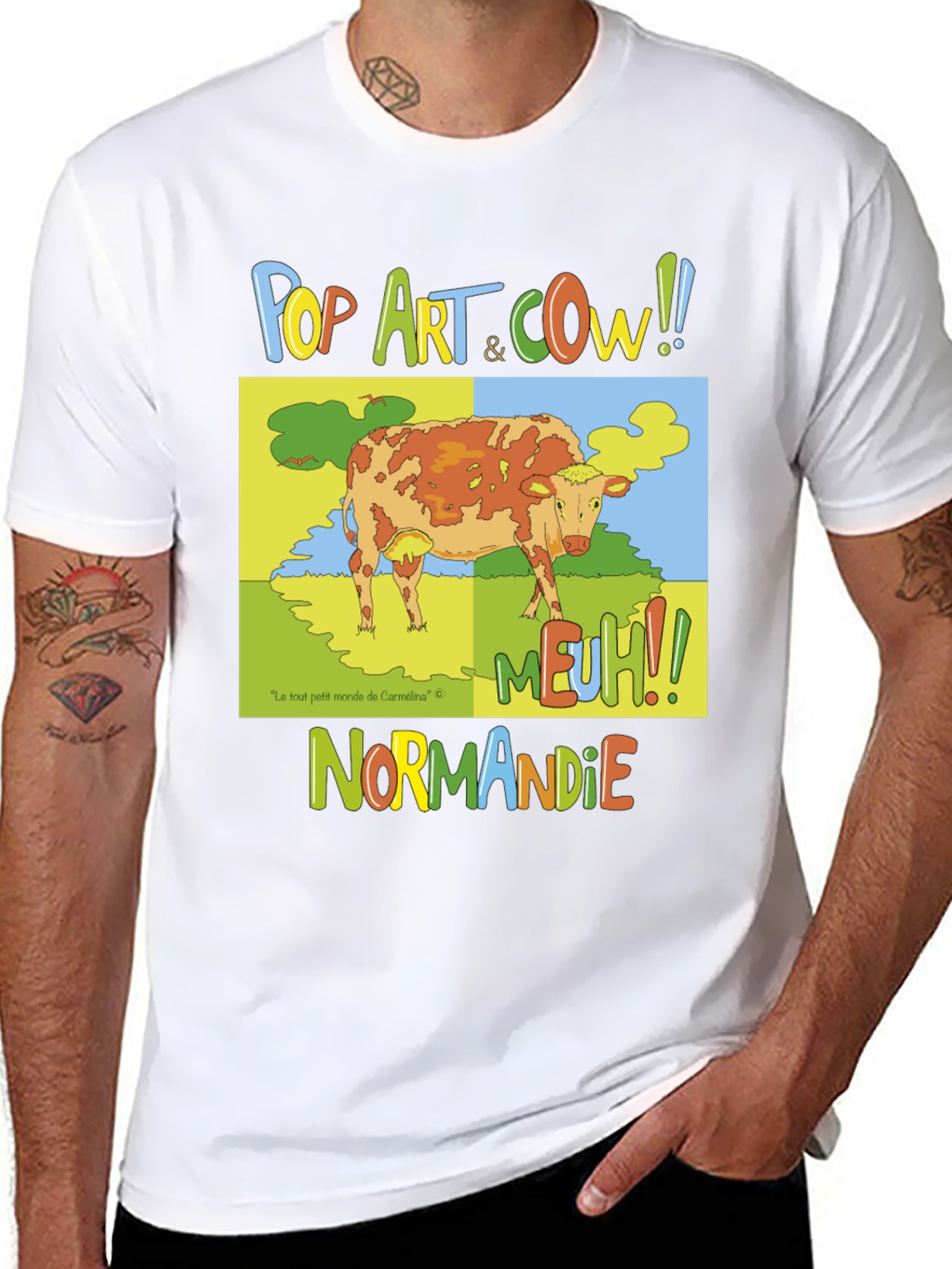 Pop Art Cow Graphic T-Shirt - Normandy Edition