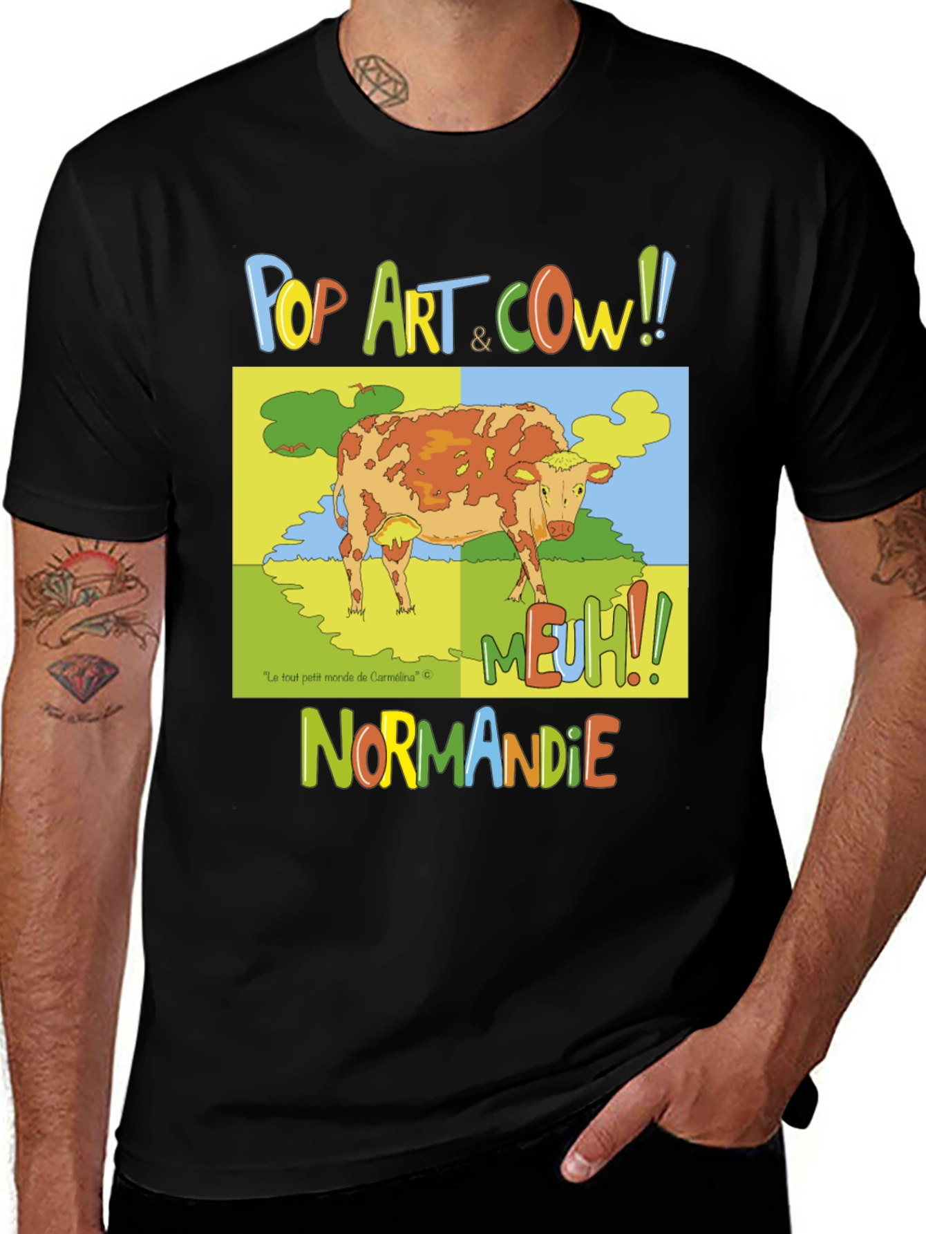 Pop Art Cow Graphic T-Shirt - Normandy Edition