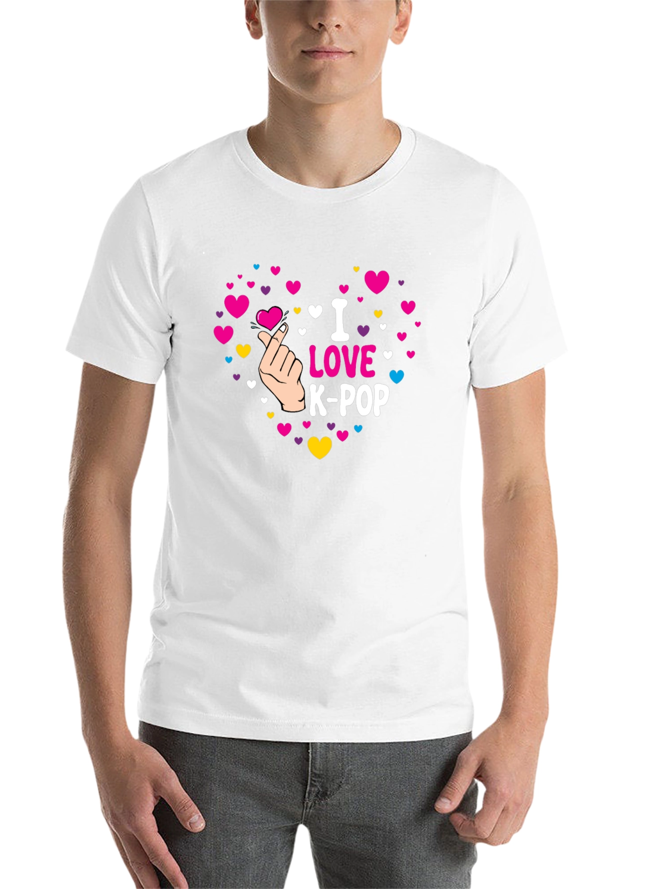 I Love K-Pop Heart Graphic Black T-Shirt