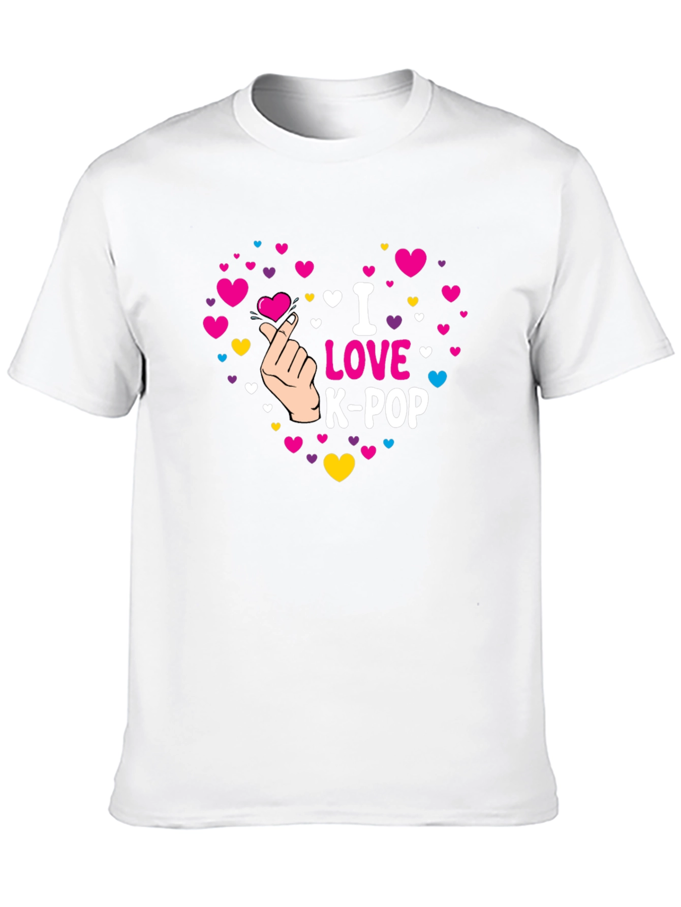 I Love K-Pop Heart Graphic Black T-Shirt
