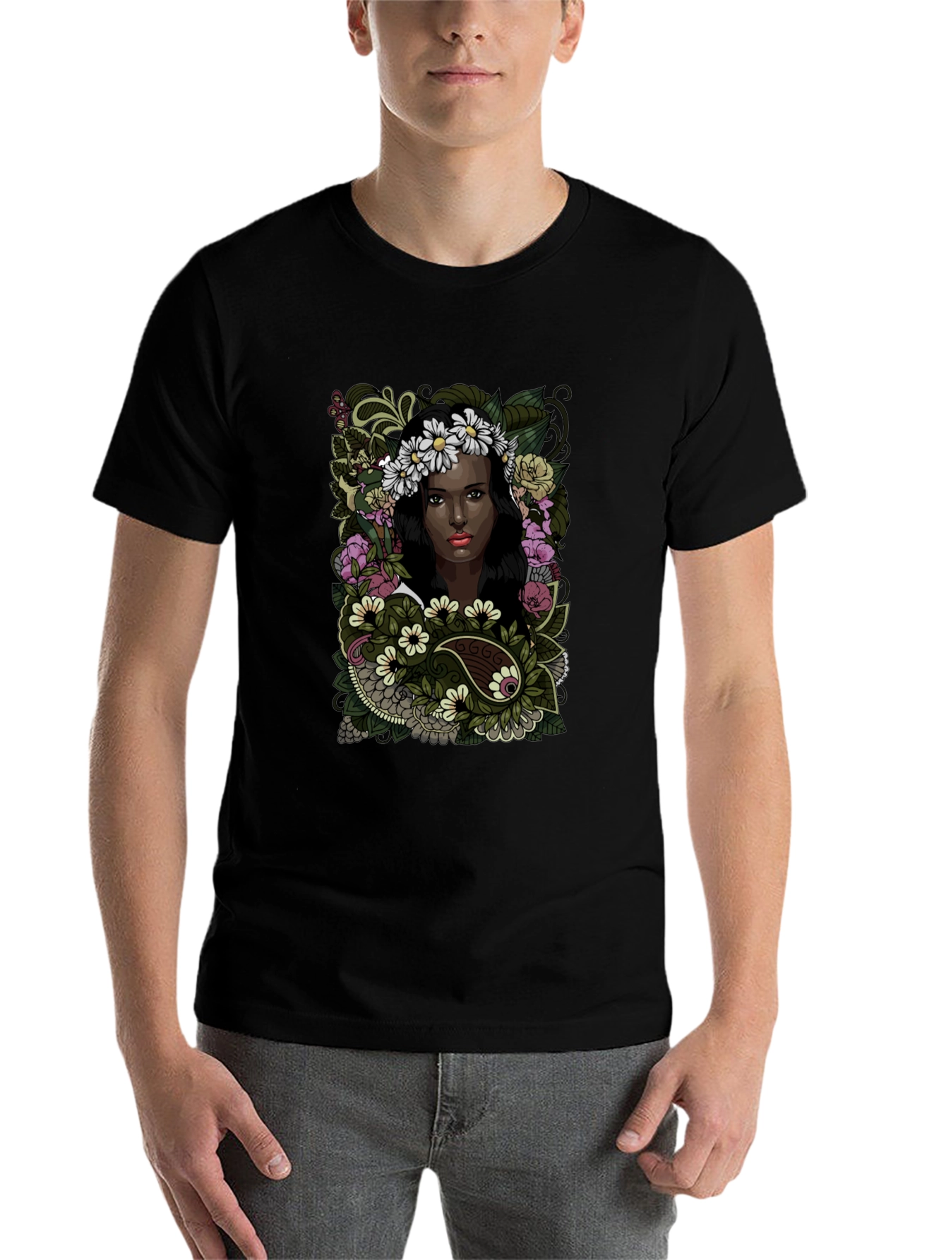 Floral Woman Graphic Tee - Soft Cotton Comfort