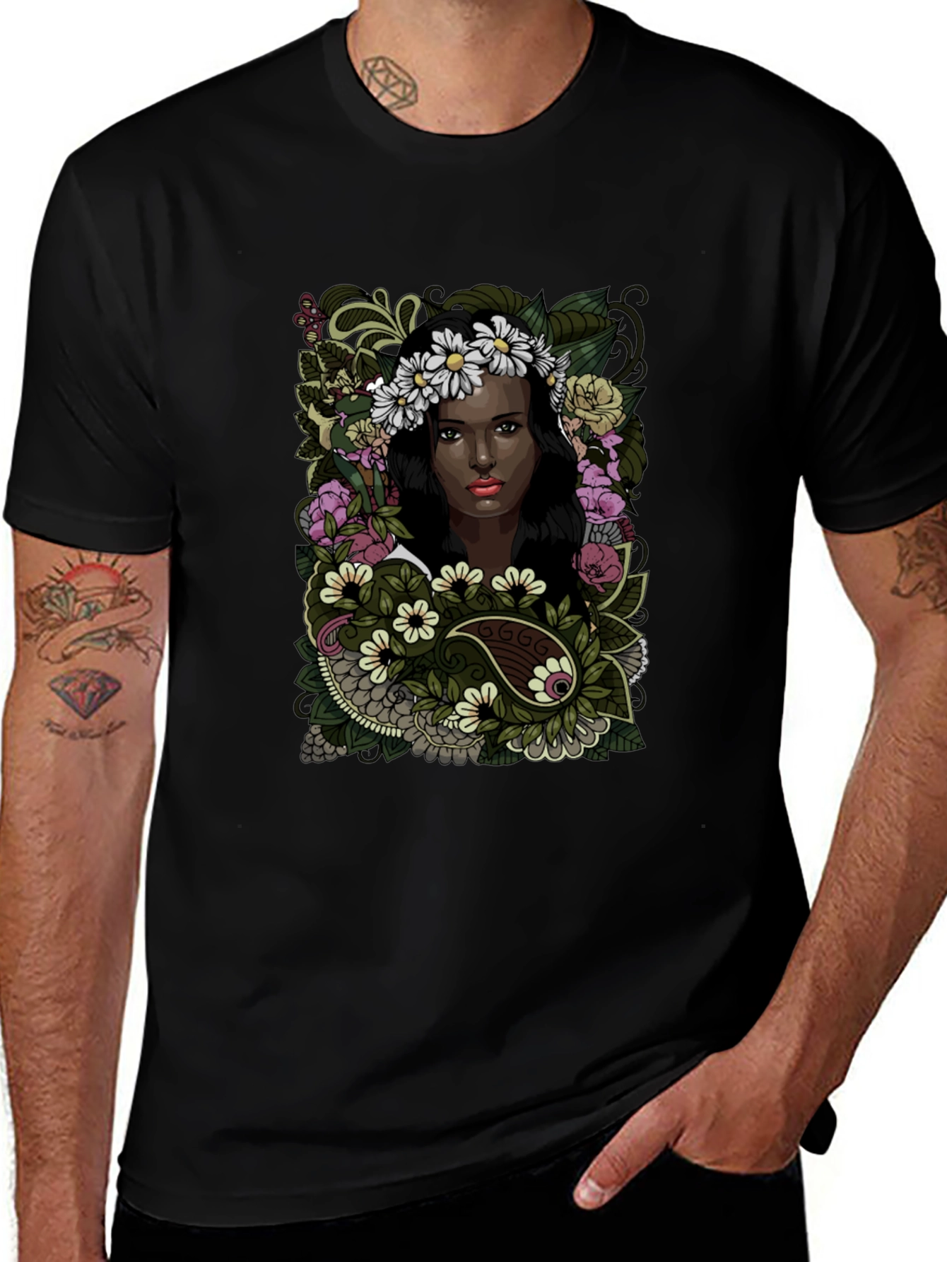 Floral Woman Graphic Tee - Soft Cotton Comfort