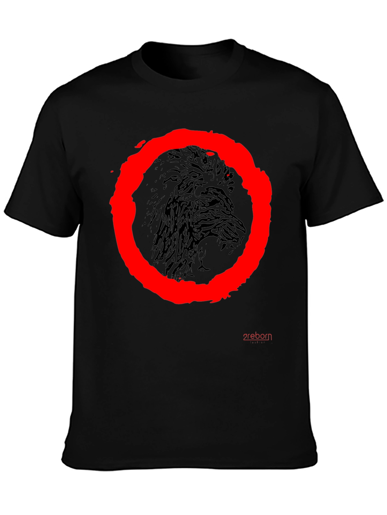 Raven Circle Graphic Tee - Black Cotton