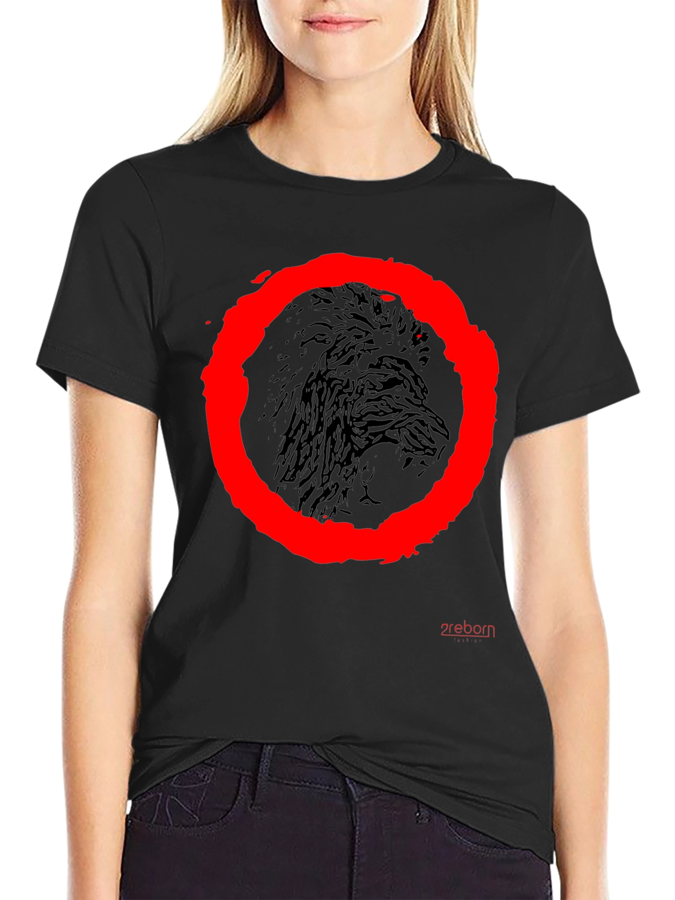 Raven Circle Graphic Tee - Black Cotton