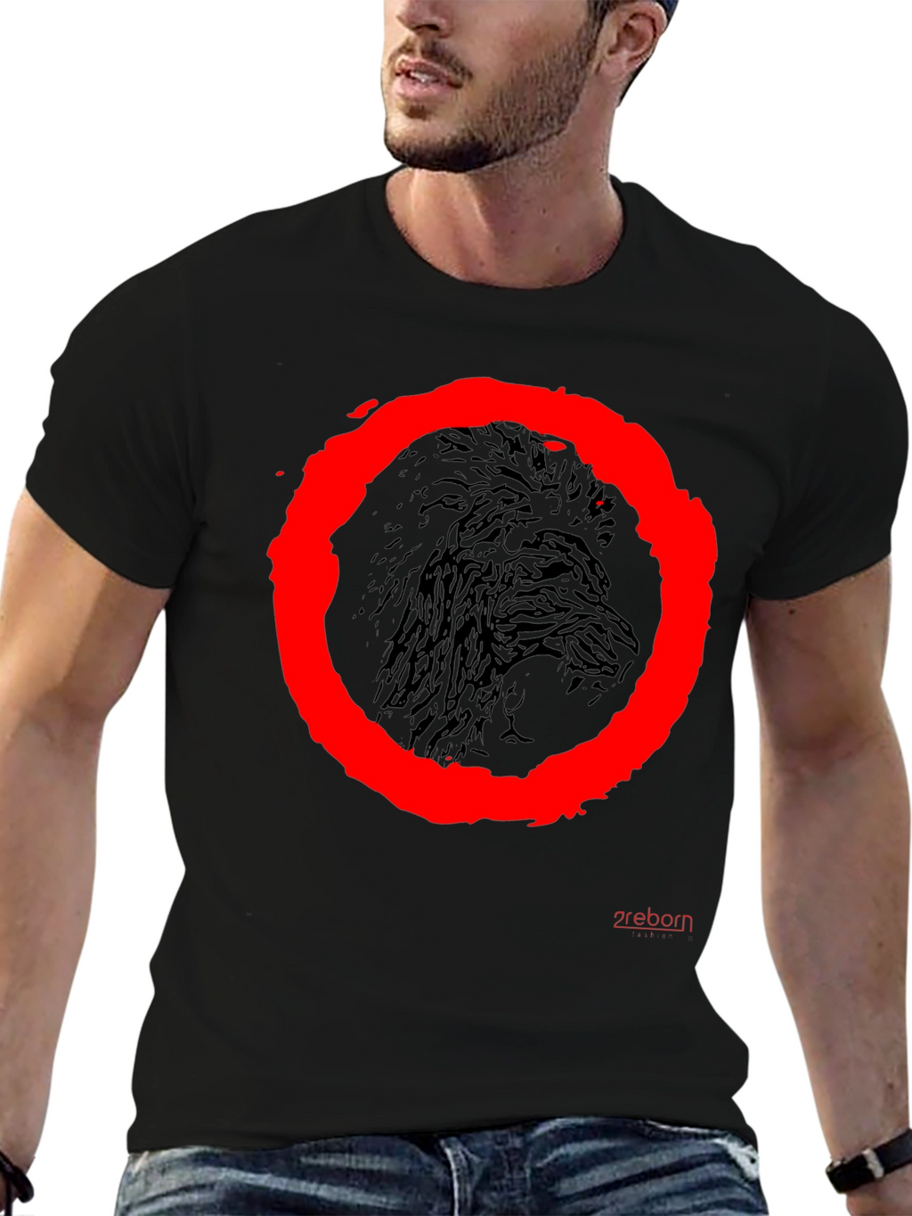 Raven Circle Graphic Tee - Black Cotton