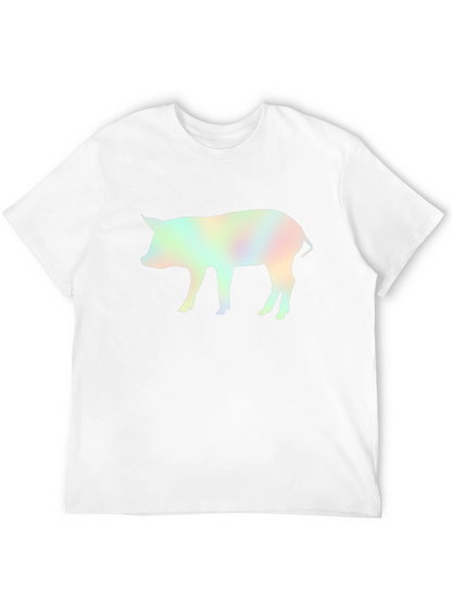 Holographic Pig Graphic Black T-Shirt