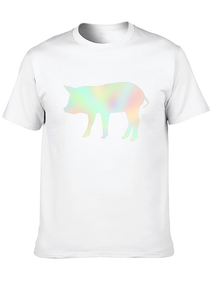 Holographic Pig Graphic Black T-Shirt