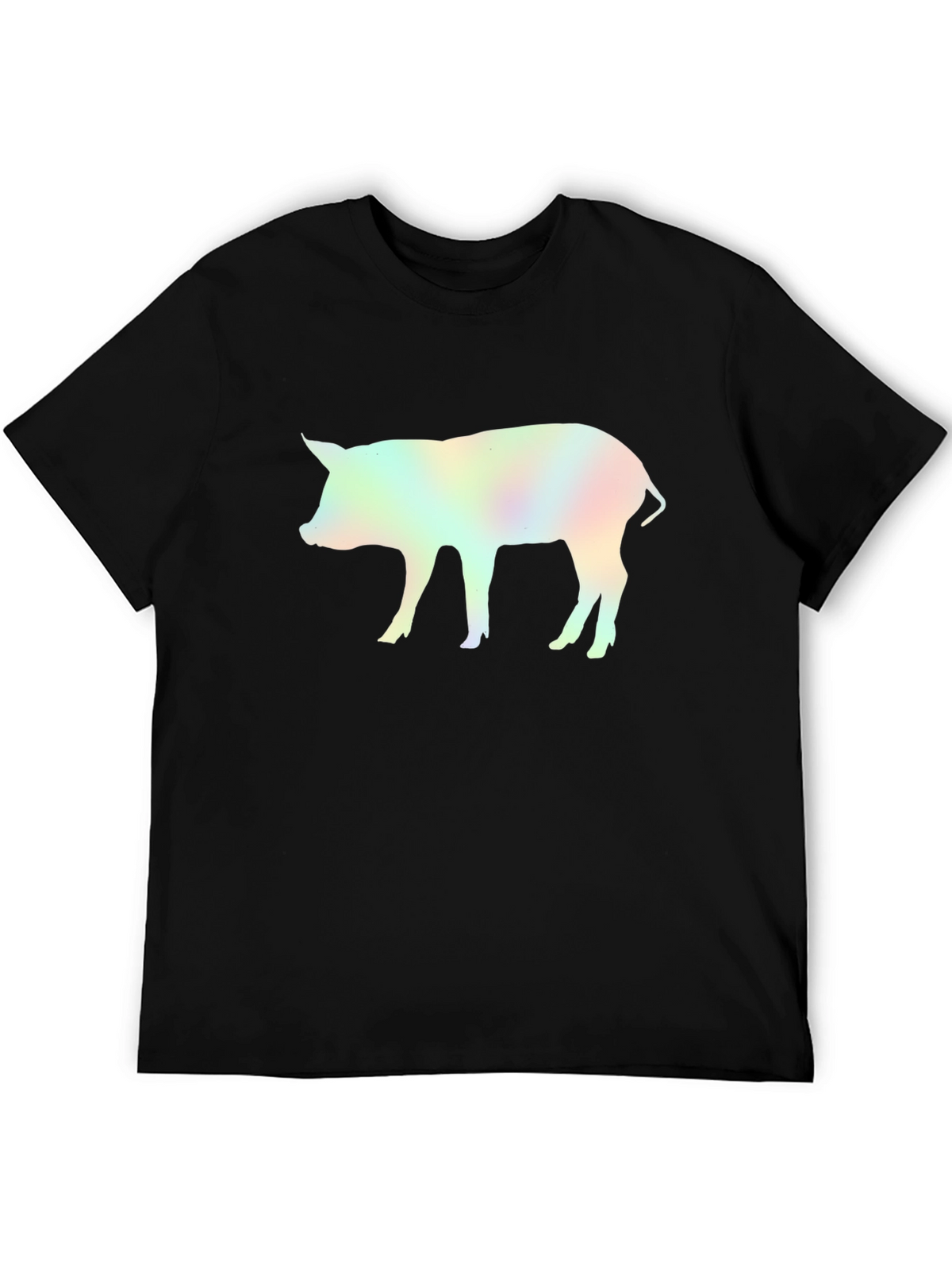 Holographic Pig Graphic Black T-Shirt