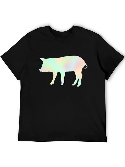 Holographic Pig Graphic Black T-Shirt