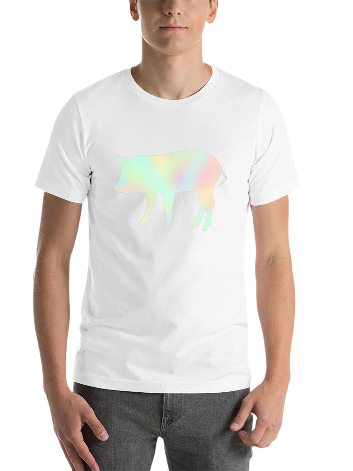 Holographic Pig Graphic Black T-Shirt