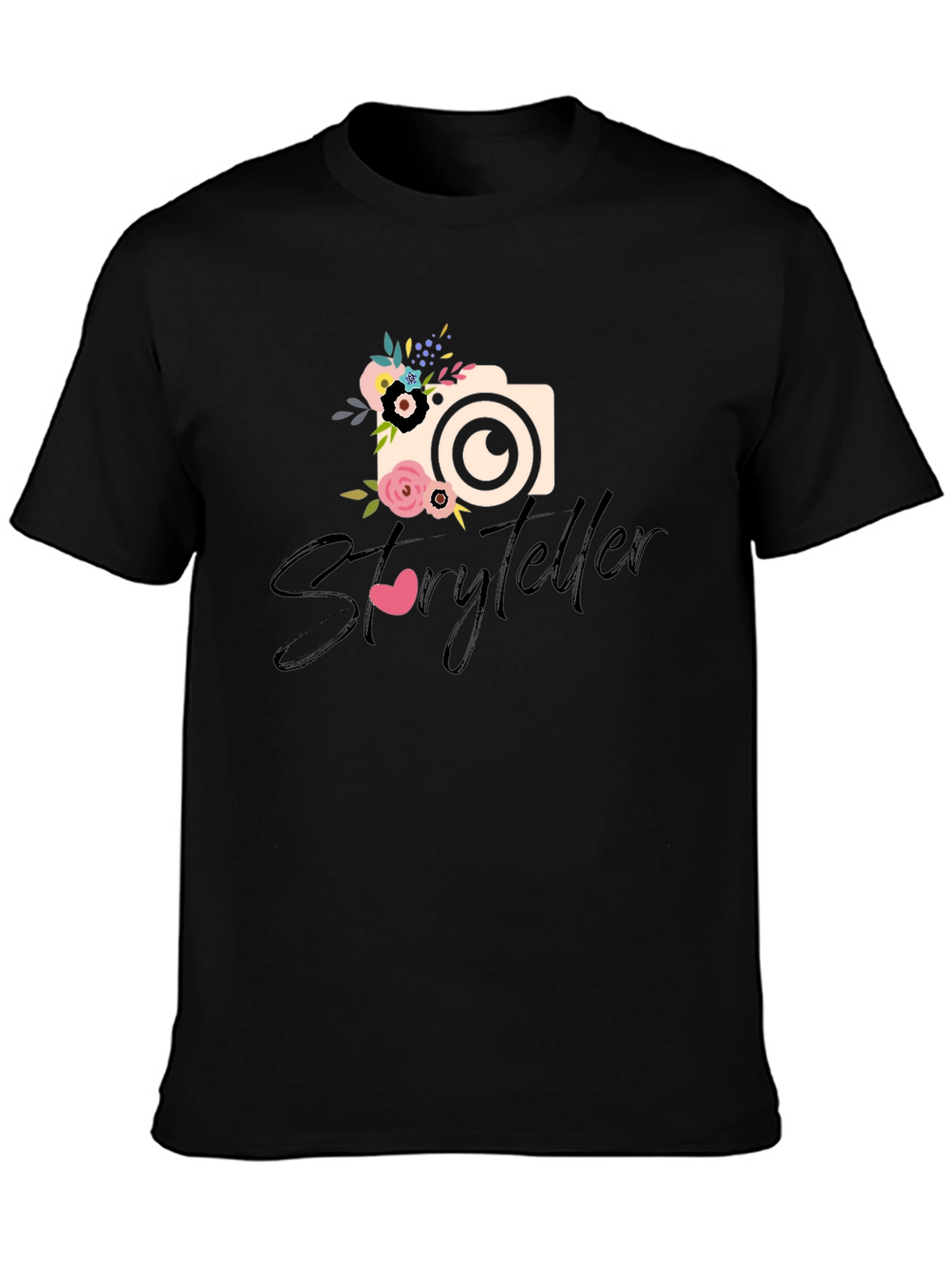 Storyteller Floral Camera Graphic Tee - Black