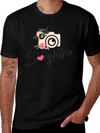 Storyteller Floral Camera Graphic Tee - Black