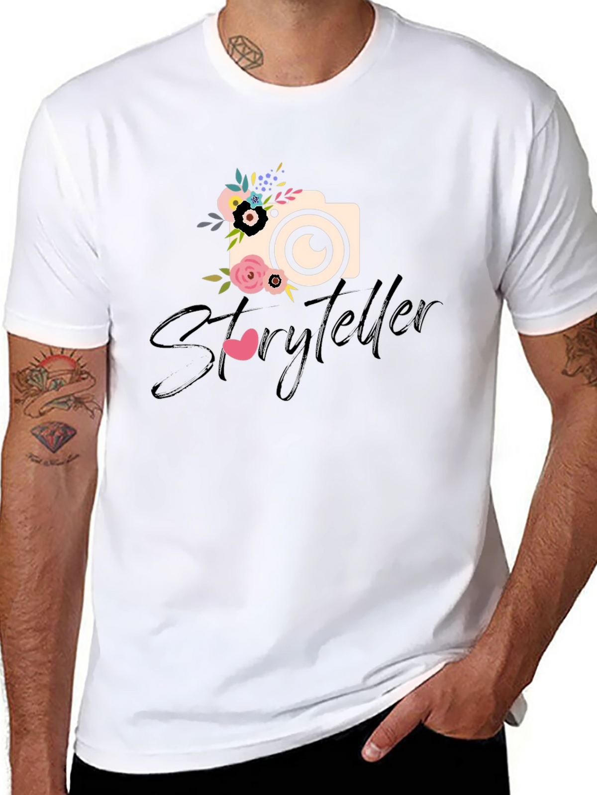 Storyteller Floral Camera Graphic Tee - Black