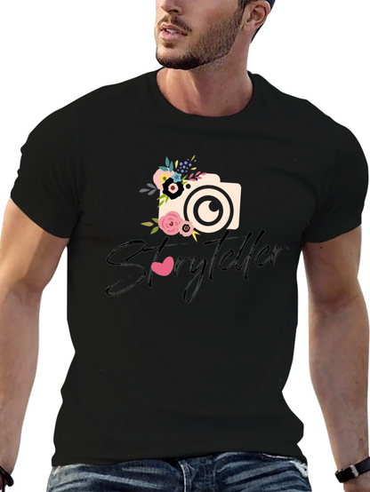 Storyteller Floral Camera Graphic Tee - Black