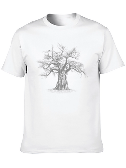 Mens Black T-Shirt with Graphic Tree Print