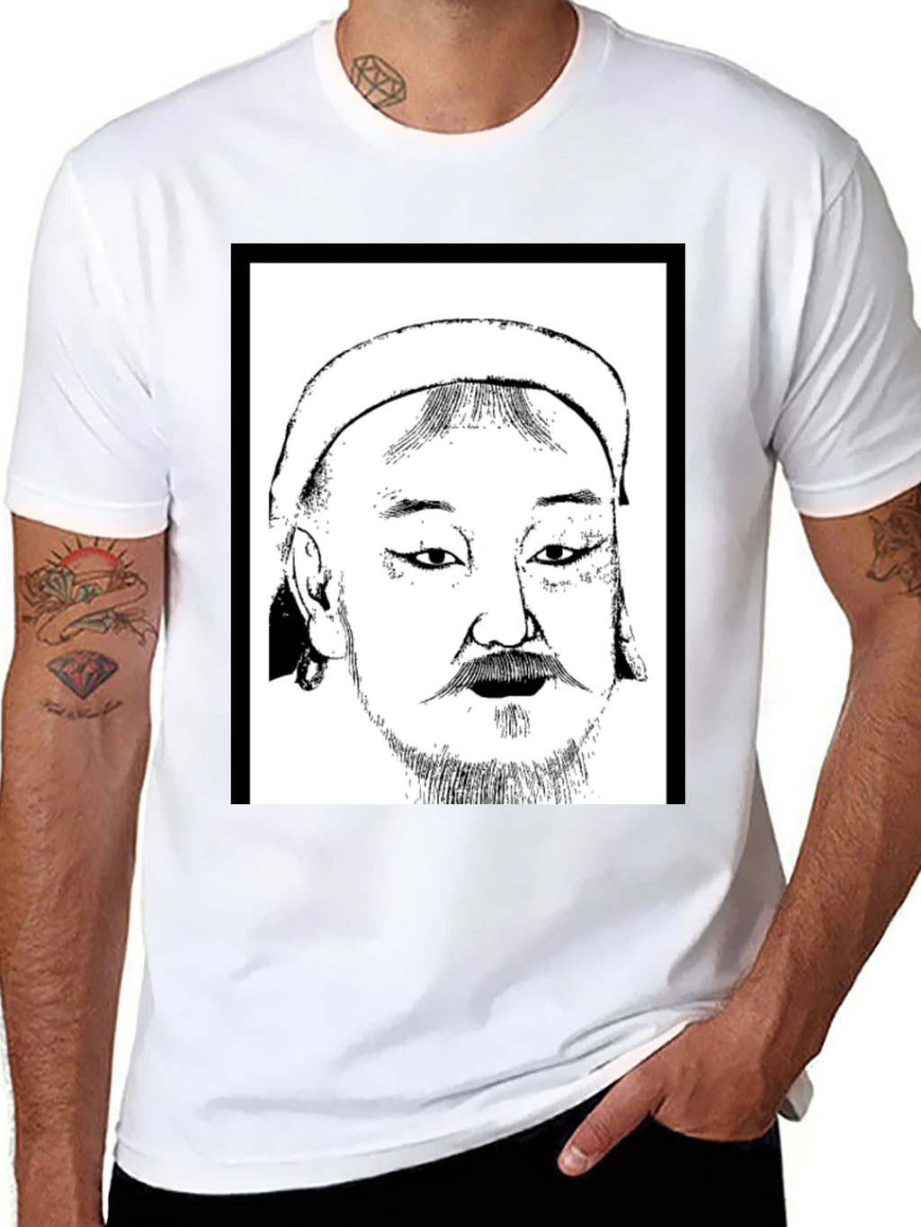 Genghis Khan T-Shirt - Black Cotton Graphic Tee