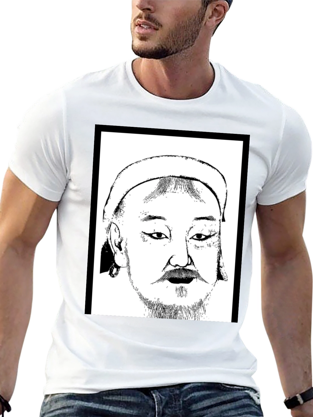 Genghis Khan T-Shirt - Black Cotton Graphic Tee