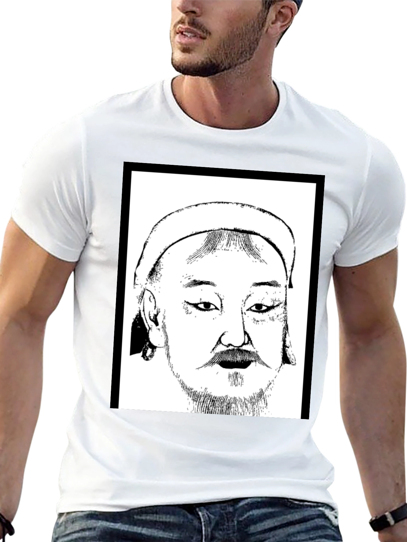 Genghis Khan T-Shirt - Black Cotton Graphic Tee