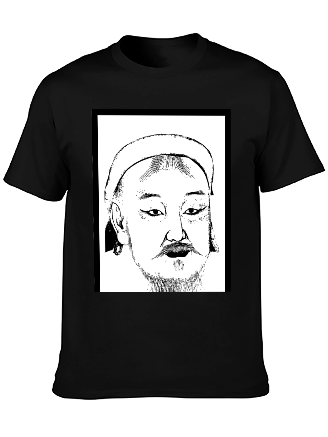 Genghis Khan T-Shirt - Black Cotton Graphic Tee