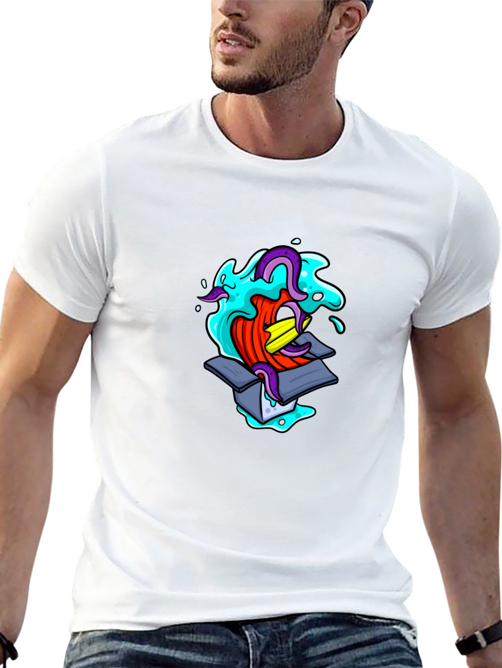 Mens Black Graphic T-Shirt - Box Creature