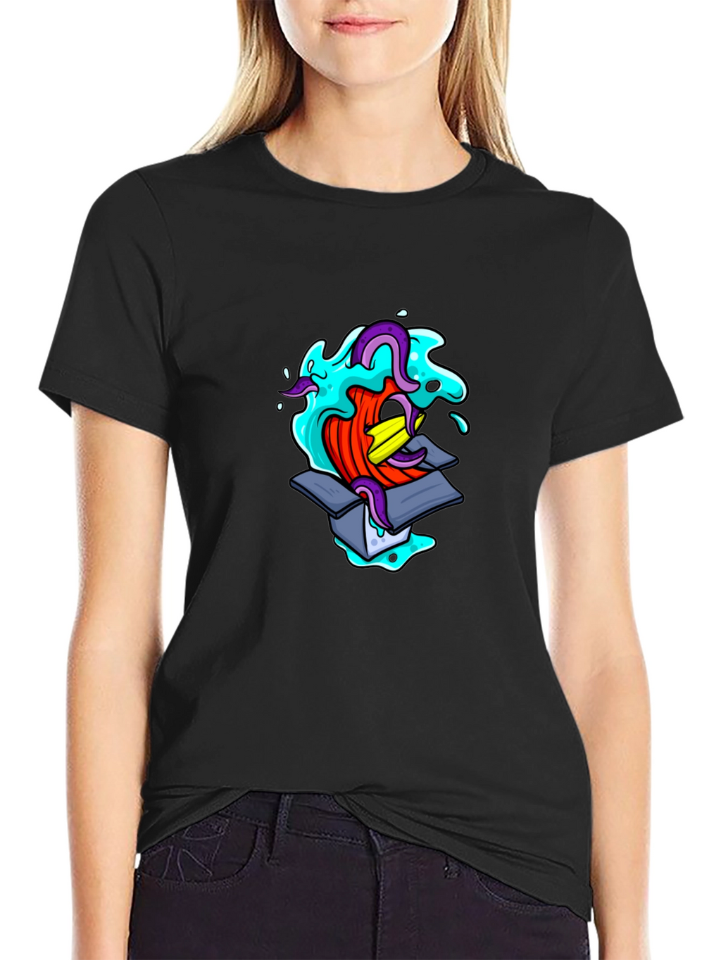 Mens Black Graphic T-Shirt - Box Creature