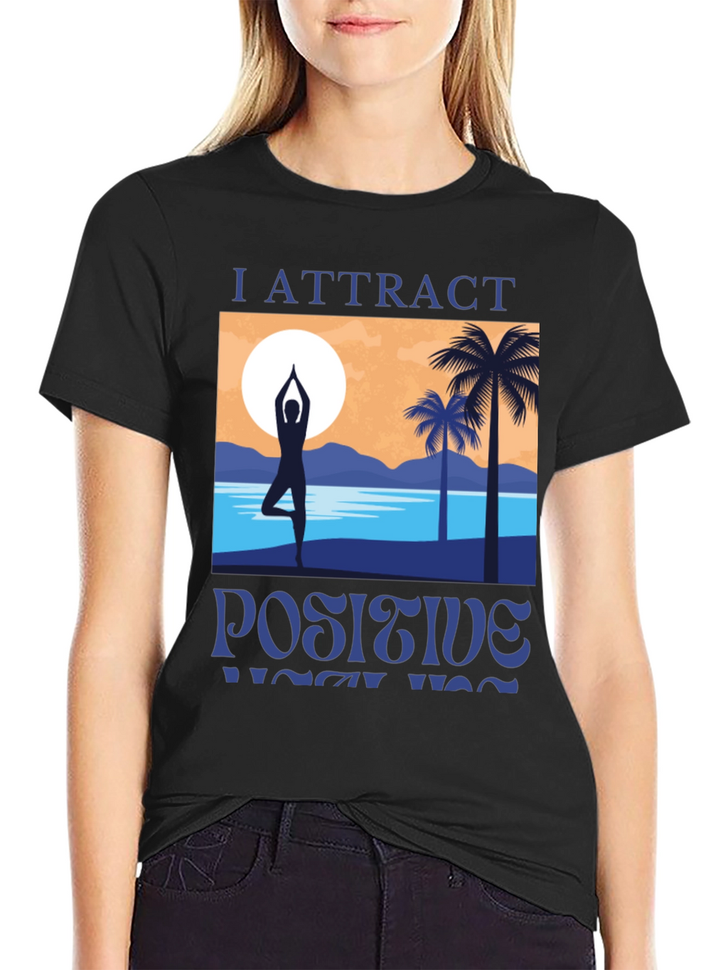 I Attract Positive Yoga Vibes Graphic T-Shirt