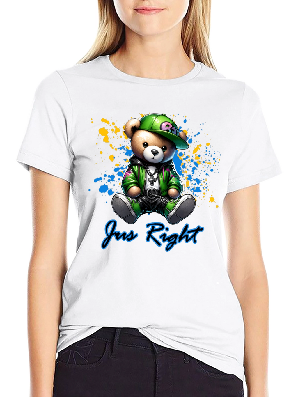 Jus Right Teddy Bear Graphic T-Shirt