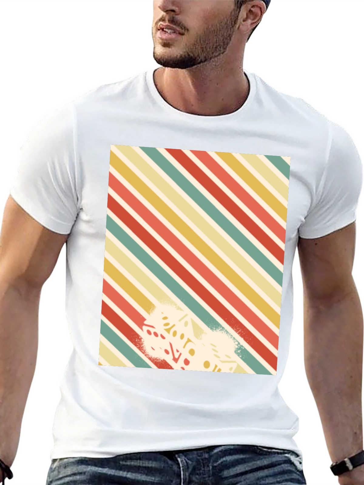 Retro Striped Dice Graphic Tee