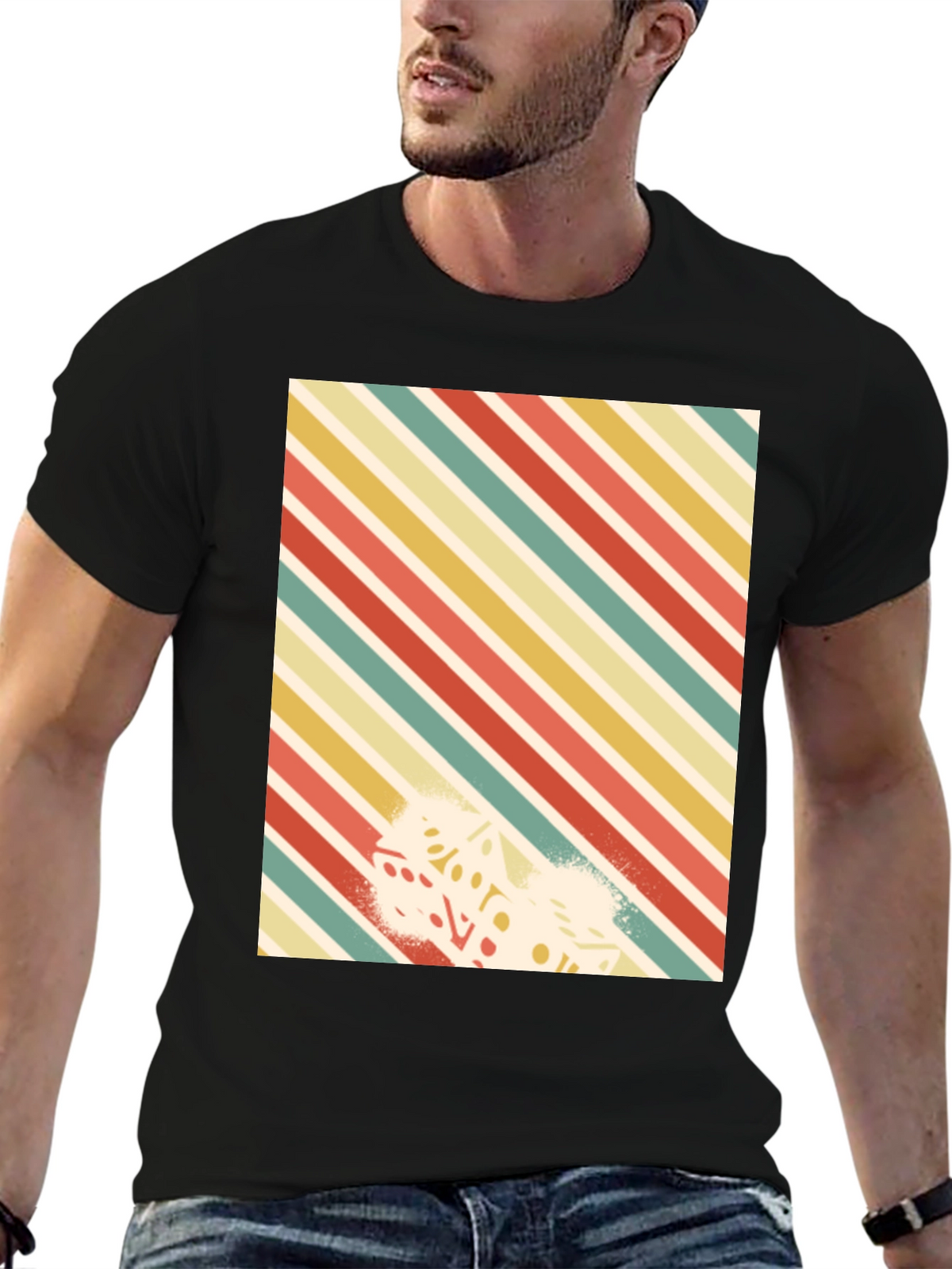 Retro Striped Dice Graphic Tee