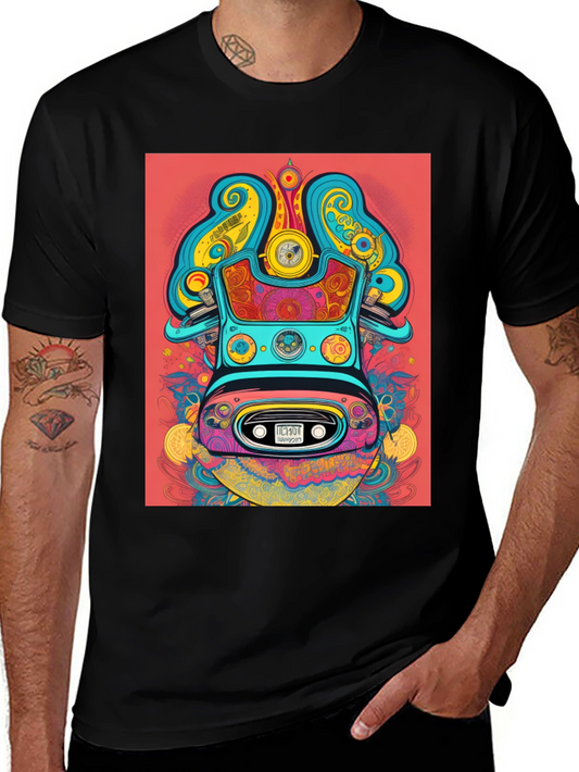 Retro Art T-Shirt: Unique Car Design Bold Colors