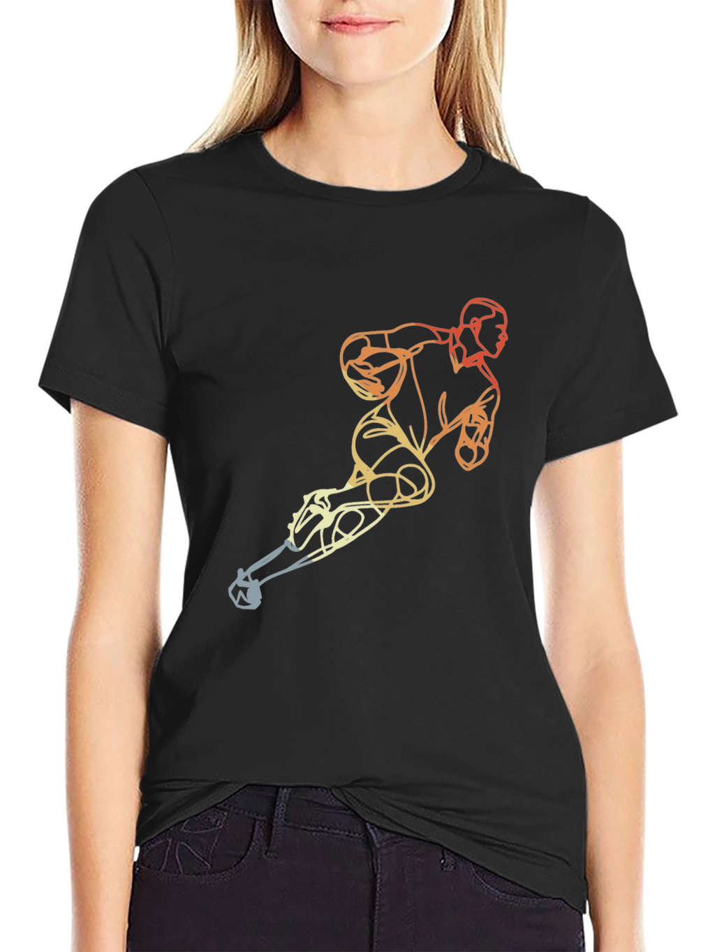 Mens Black T-Shirt with Hockey Player Graphic