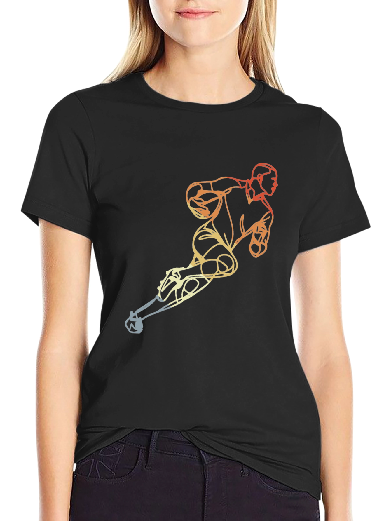 Mens Black T-Shirt with Hockey Player Graphic