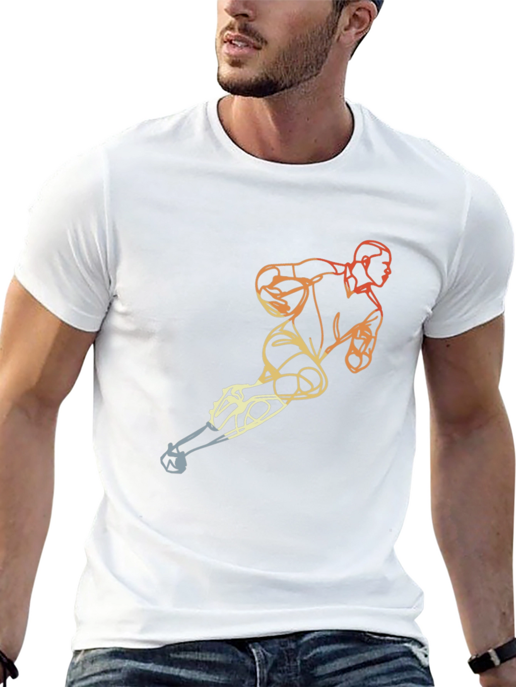 Mens Black T-Shirt with Hockey Player Graphic