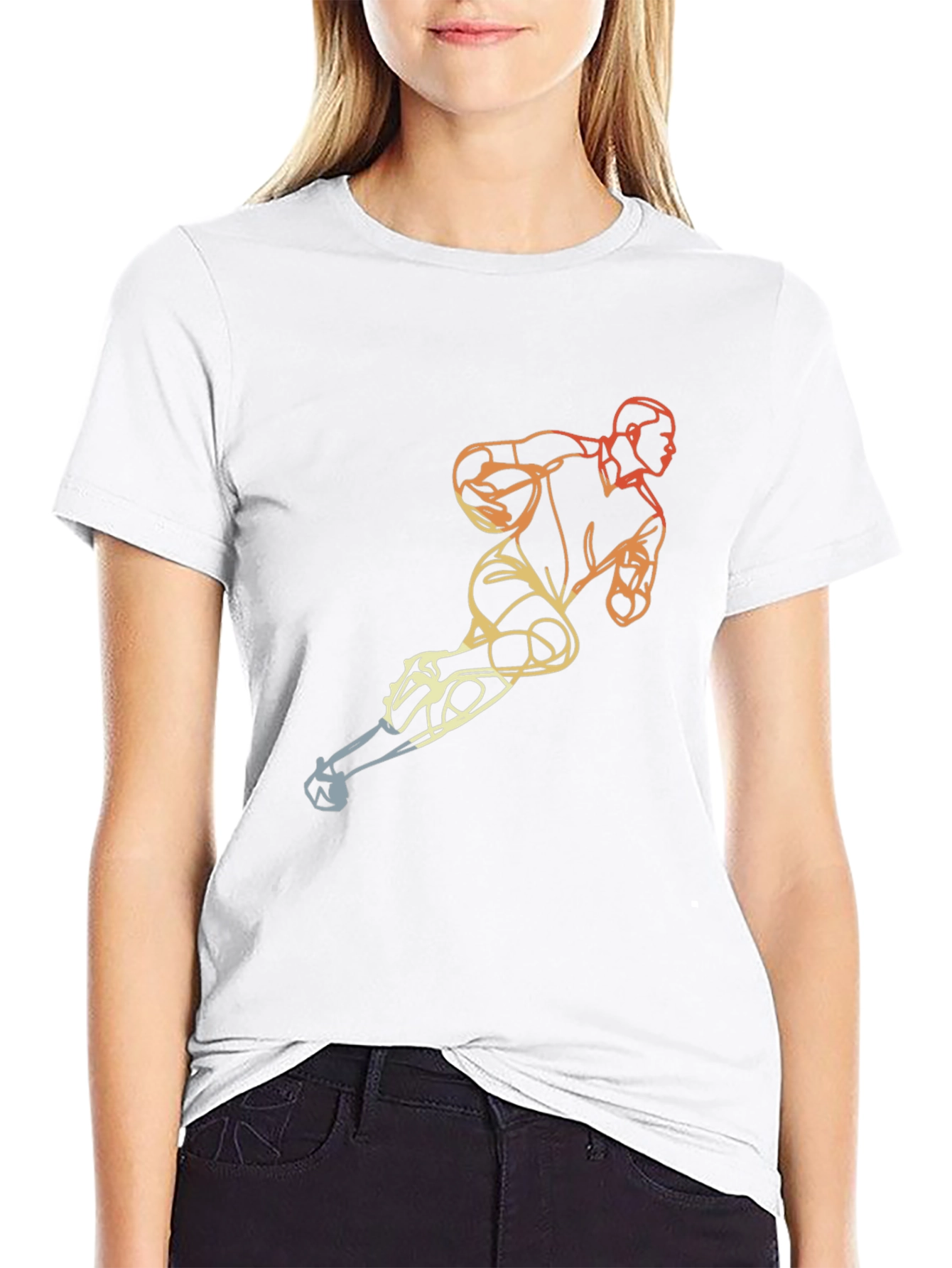 Mens Black T-Shirt with Hockey Player Graphic