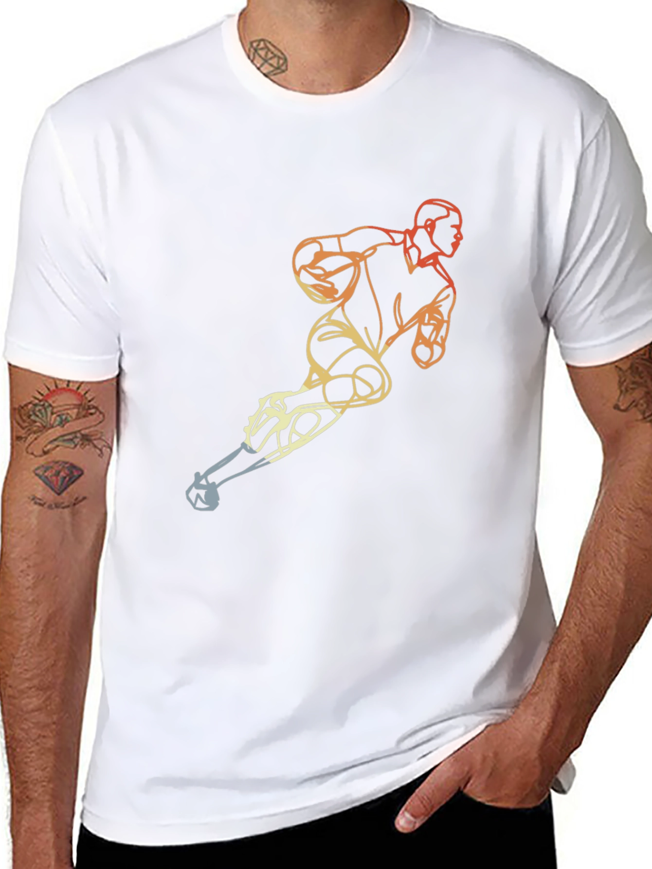 Mens Black T-Shirt with Hockey Player Graphic