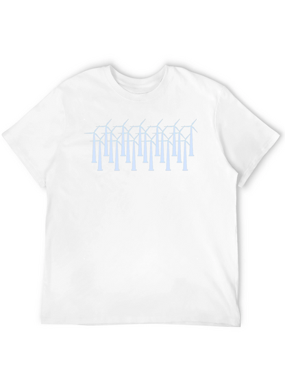 Wind Turbine Graphic Black T-Shirt - Sustainable Energy Style