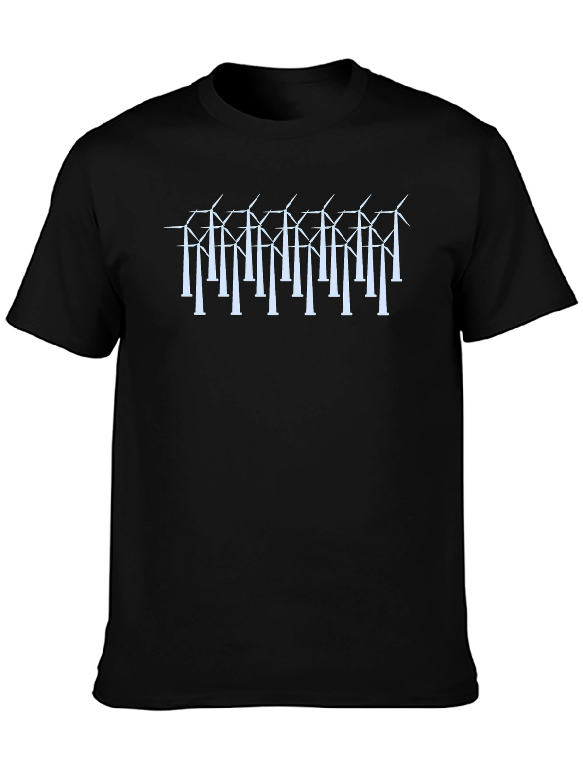 Wind Turbine Graphic Black T-Shirt - Sustainable Energy Style
