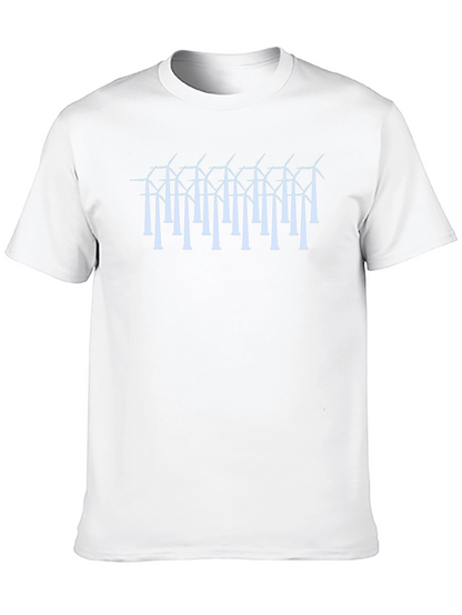 Wind Turbine Graphic Black T-Shirt - Sustainable Energy Style