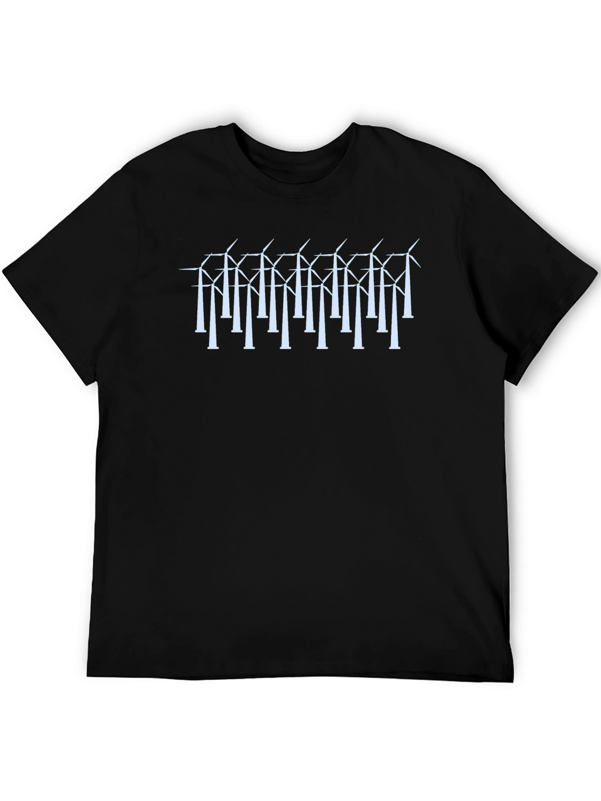 Wind Turbine Graphic Black T-Shirt - Sustainable Energy Style