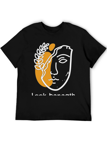 Abstract Face Graphic Print Black T-Shirt