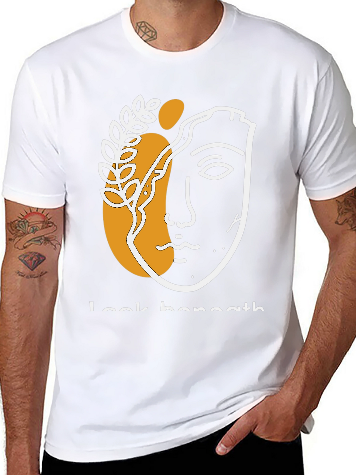 Abstract Face Graphic Print Black T-Shirt