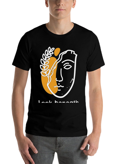 Abstract Face Graphic Print Black T-Shirt
