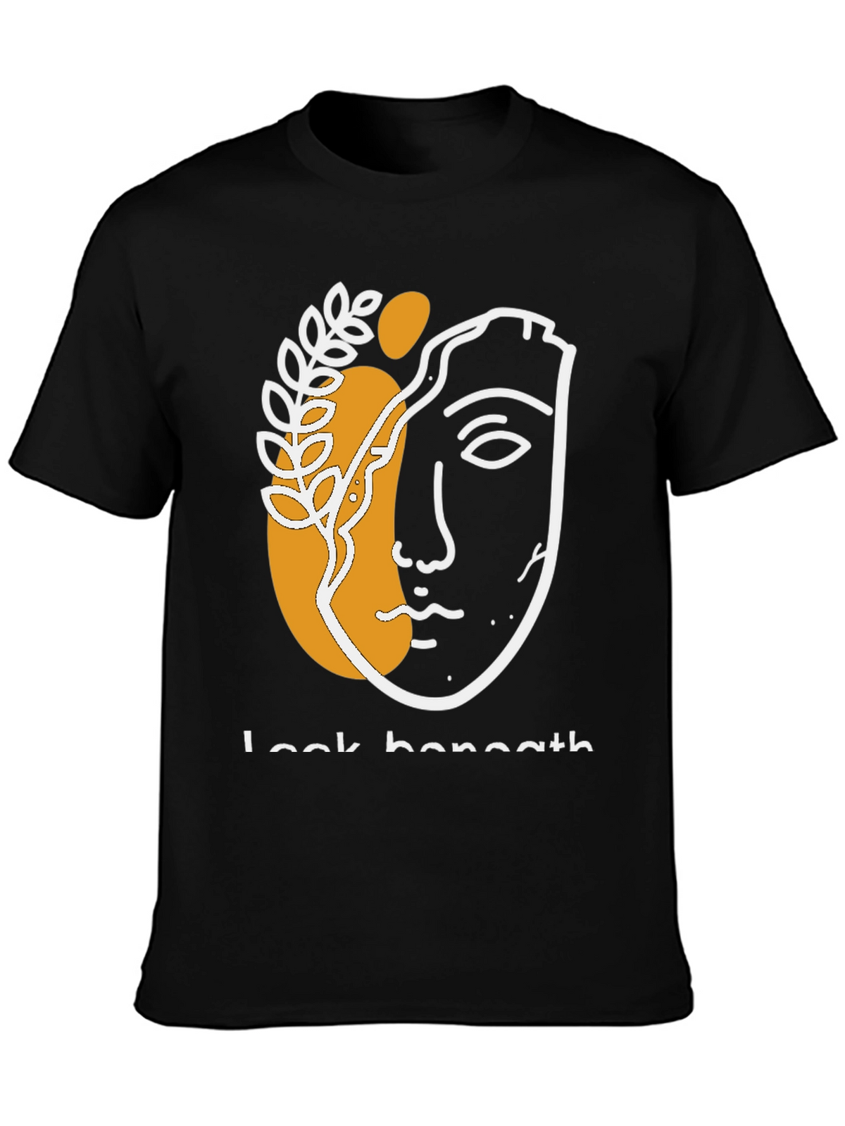 Abstract Face Graphic Print Black T-Shirt