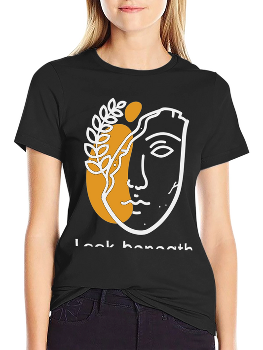 Abstract Face Graphic Print Black T-Shirt