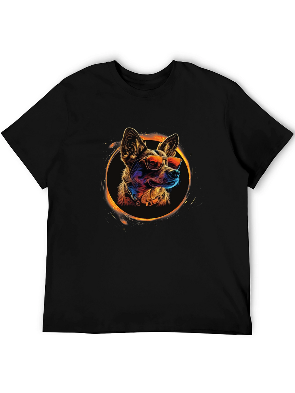 Cool Dog Graphic Tee - Black Crew Neck T-Shirt