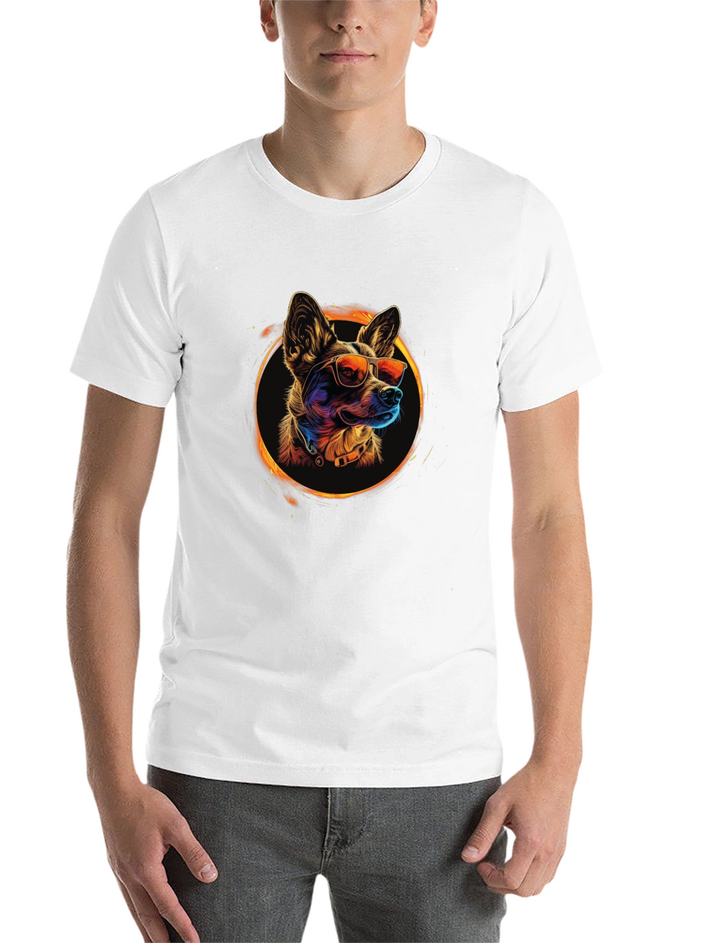 Cool Dog Graphic Tee - Black Crew Neck T-Shirt
