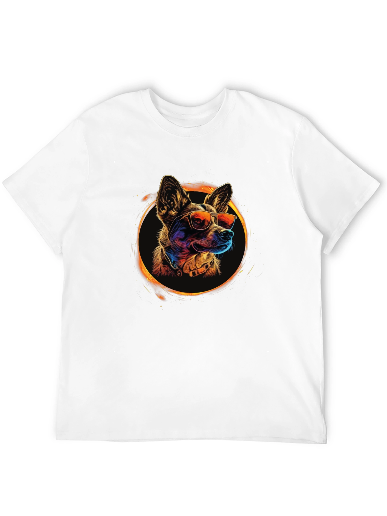Cool Dog Graphic Tee - Black Crew Neck T-Shirt