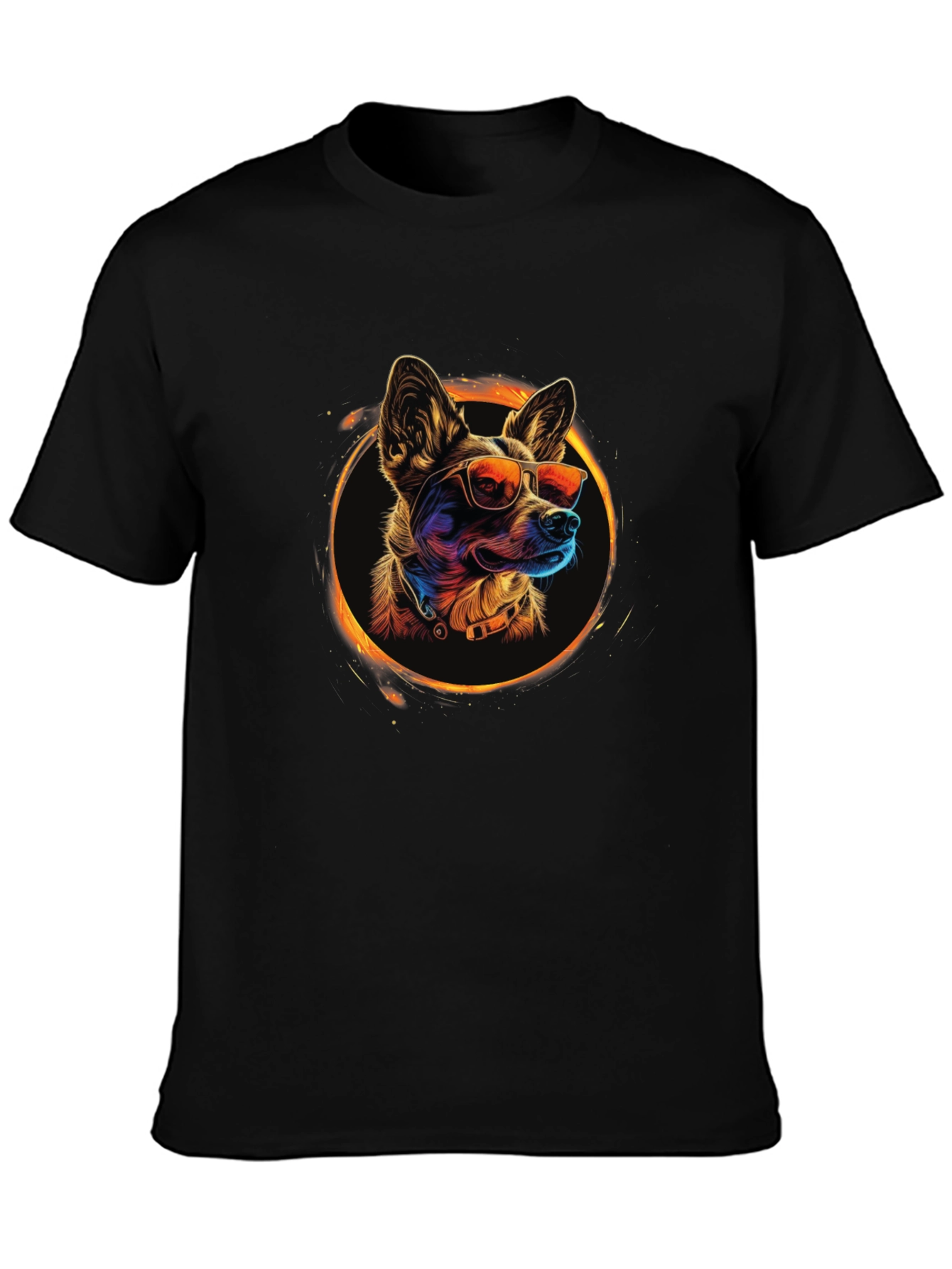 Cool Dog Graphic Tee - Black Crew Neck T-Shirt